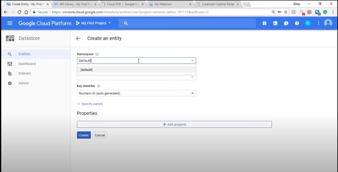 screenshot of Google Cloud Storage